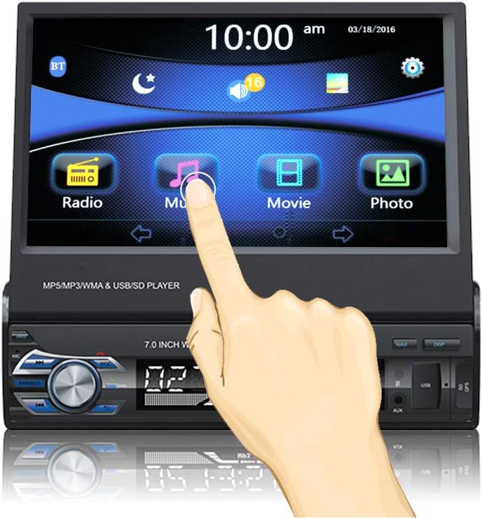 7 Inch Single Din Touchscreen Car Stereo with Wireless Remote Control T889412