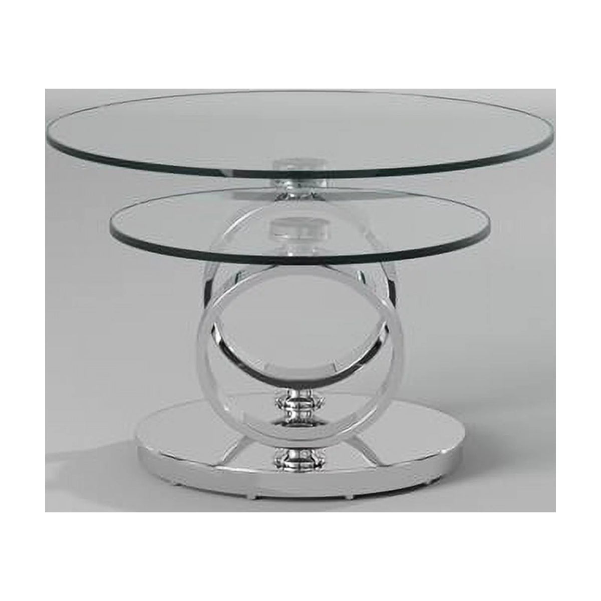 Glass Top Coffee Table with Round Base in Chrome H757