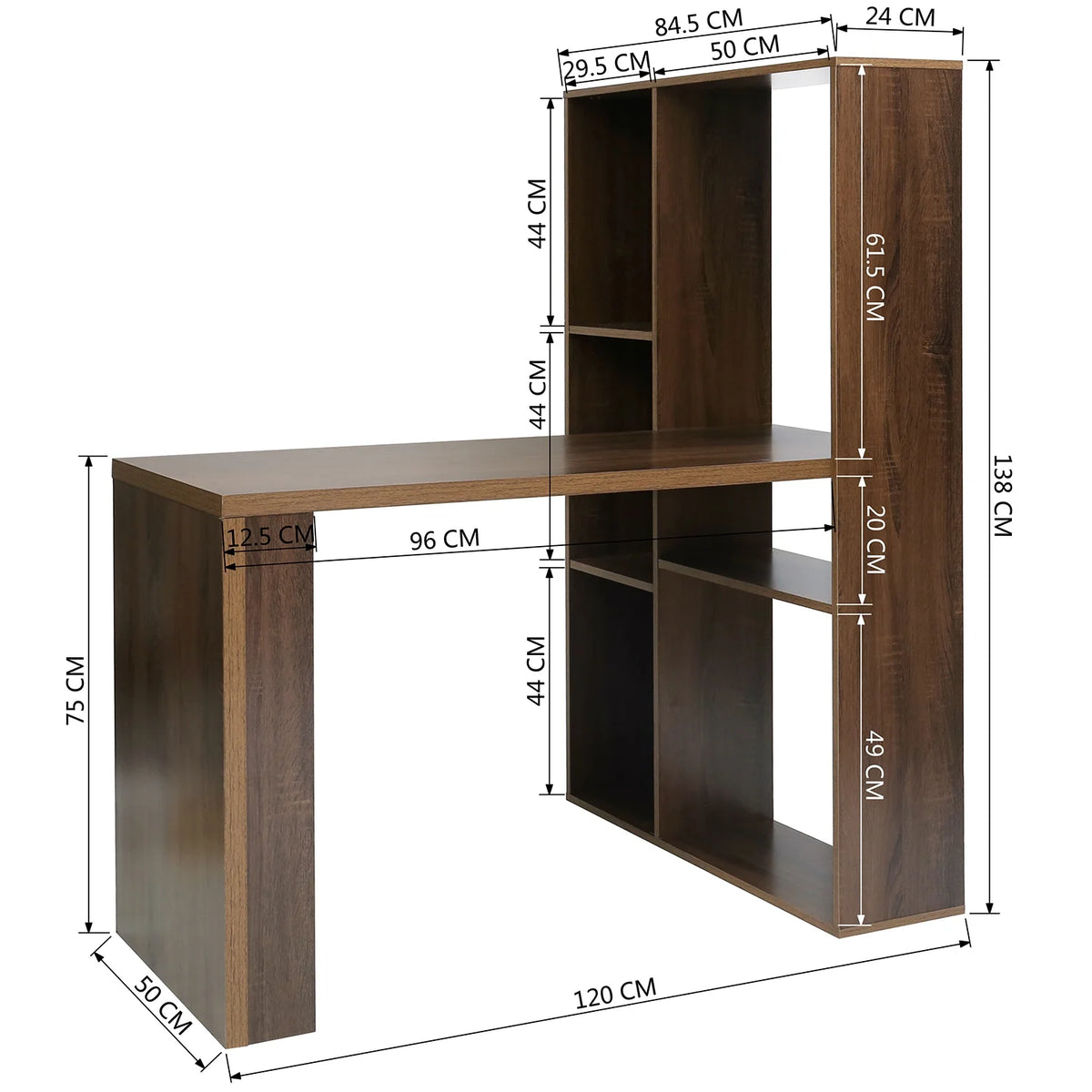 2 in 1 Computer Desk L-Shape Desktop with Shelves S91532