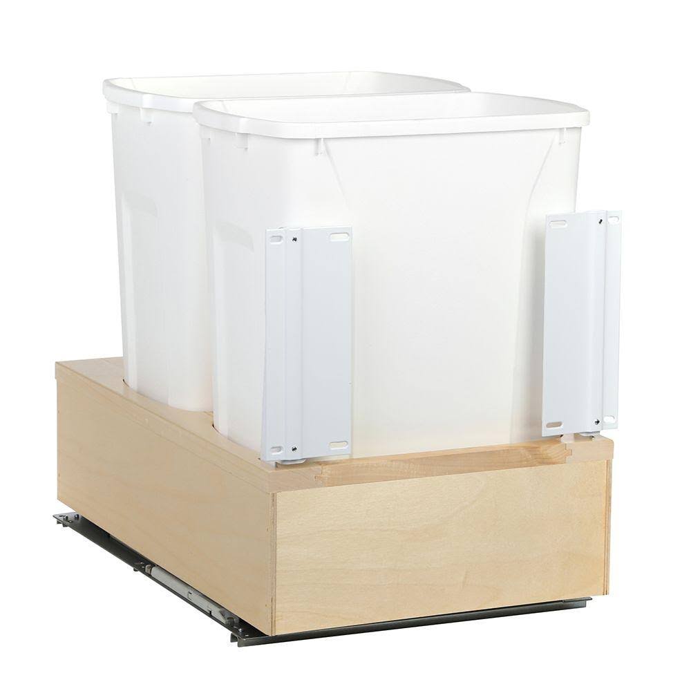 White Undermount Soft-Close Double Trash Can V98716