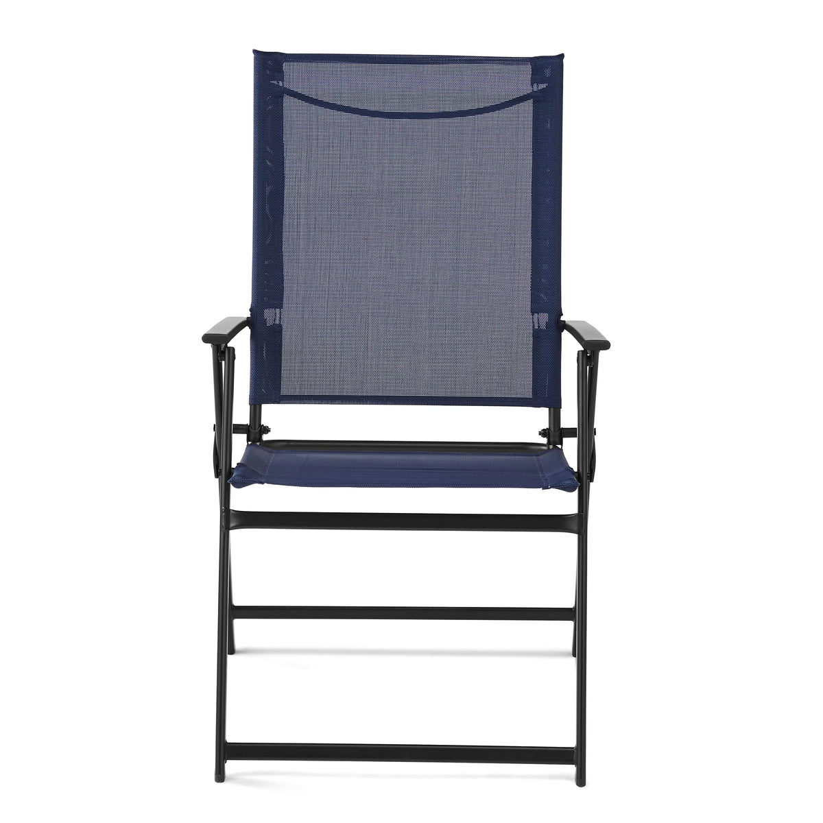 Black Steel and Sling Folding Outdoor Patio Armchair Set of 2 G10723