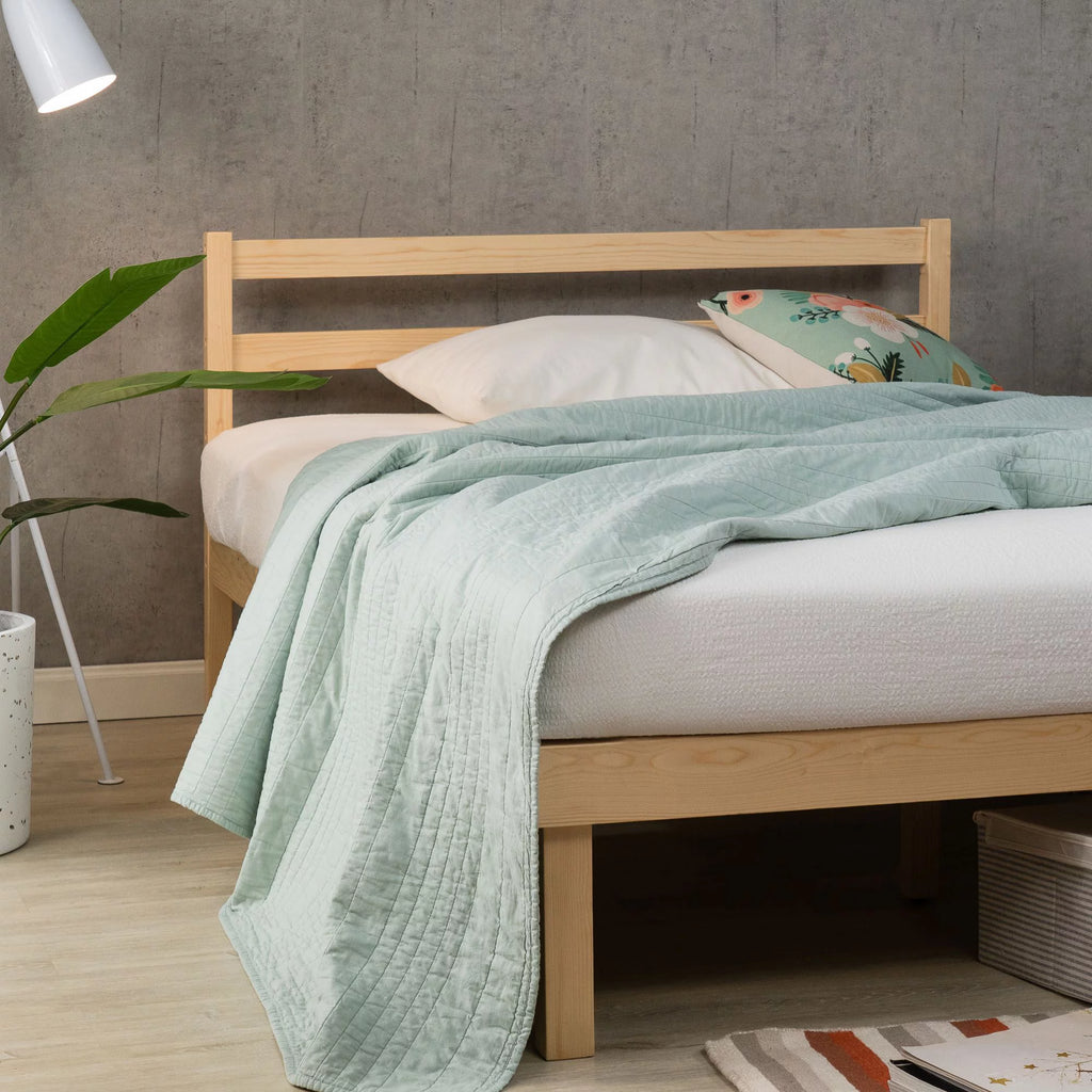 King Wood Platform Bed Frame with Headboard J90711