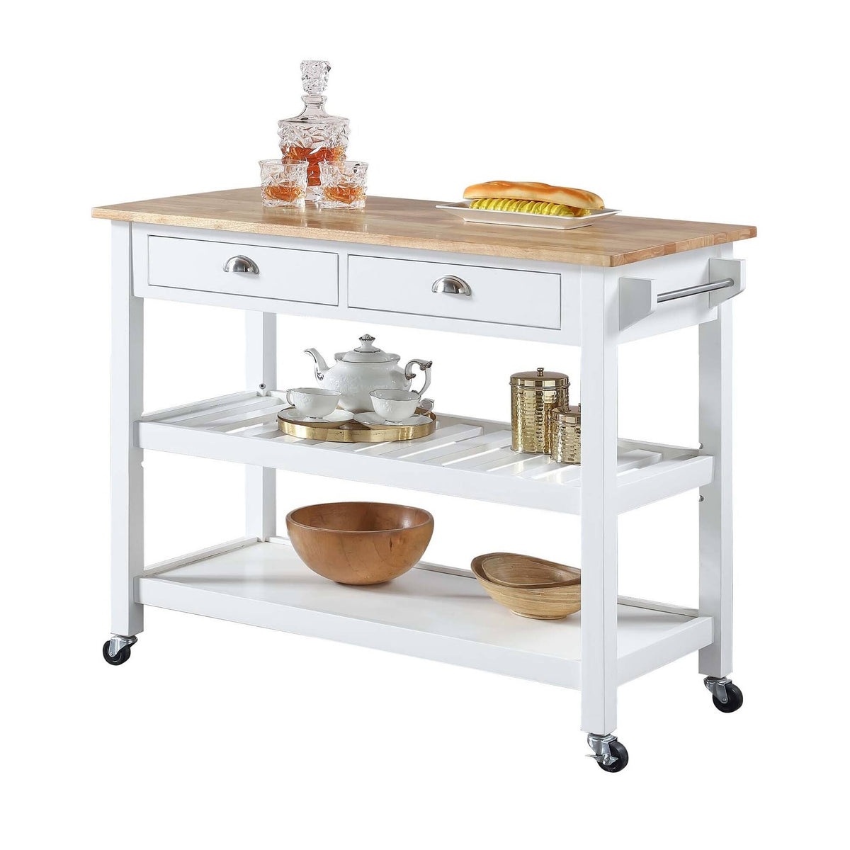 3 Tier Butcher Block Kitchen Cart with Drawers H53948