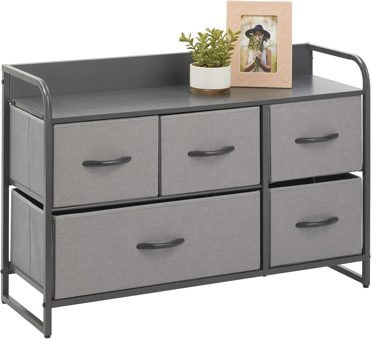 5 Removable Fabric Drawers Coffee Espresso Brown Storage Dresser E561