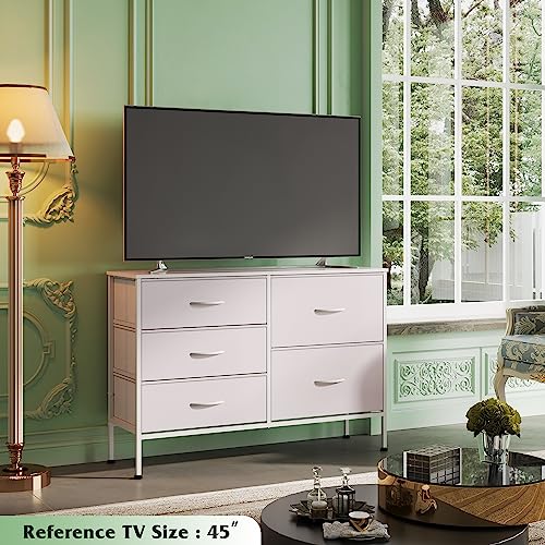 Charcoal Black 5 Drawer Fabric Dresser J92170