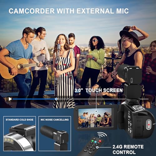 8K Video Camera Camcorder, 64MP IR Night Vision Vlogging Camera, 18X Zoom WiFi Digital Touch Screen Camcorder with 32G SD Card R6448