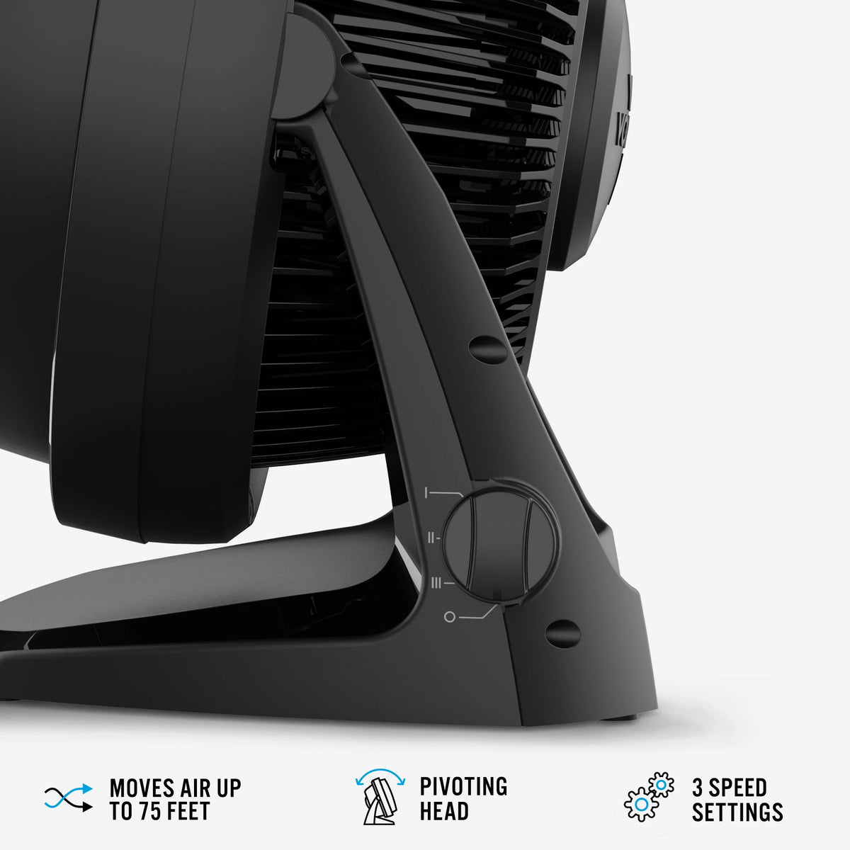 Black Whole Room Air Circulator Floor Fan I743