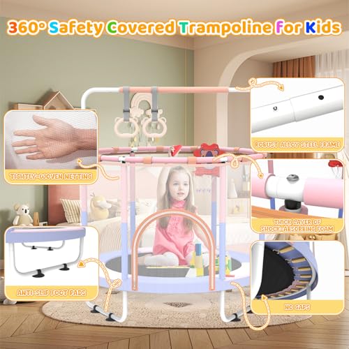 60" Toddler Trampoline with Safety Enclosure Net N2263