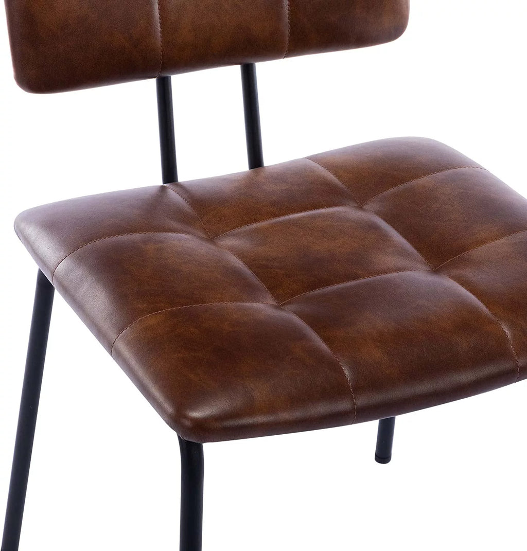 Faux Leather Upholstered Dining Chairs Set of 2 with Metal Legs B32367