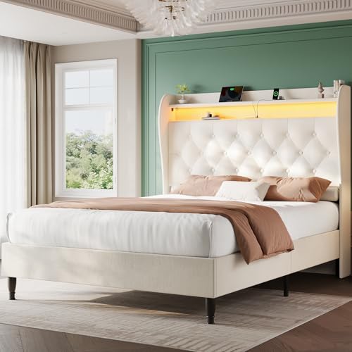 Queen Size Upholstered Platform Bed with Tall Headboard X630