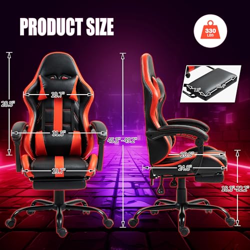 Black Ergonomic High Back Massage Gaming Chair with Footrest N706309