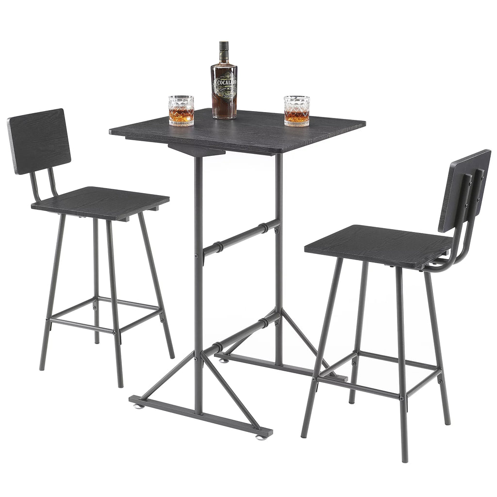 3-Piece Square Dining Table Set with 2 Stools R7546