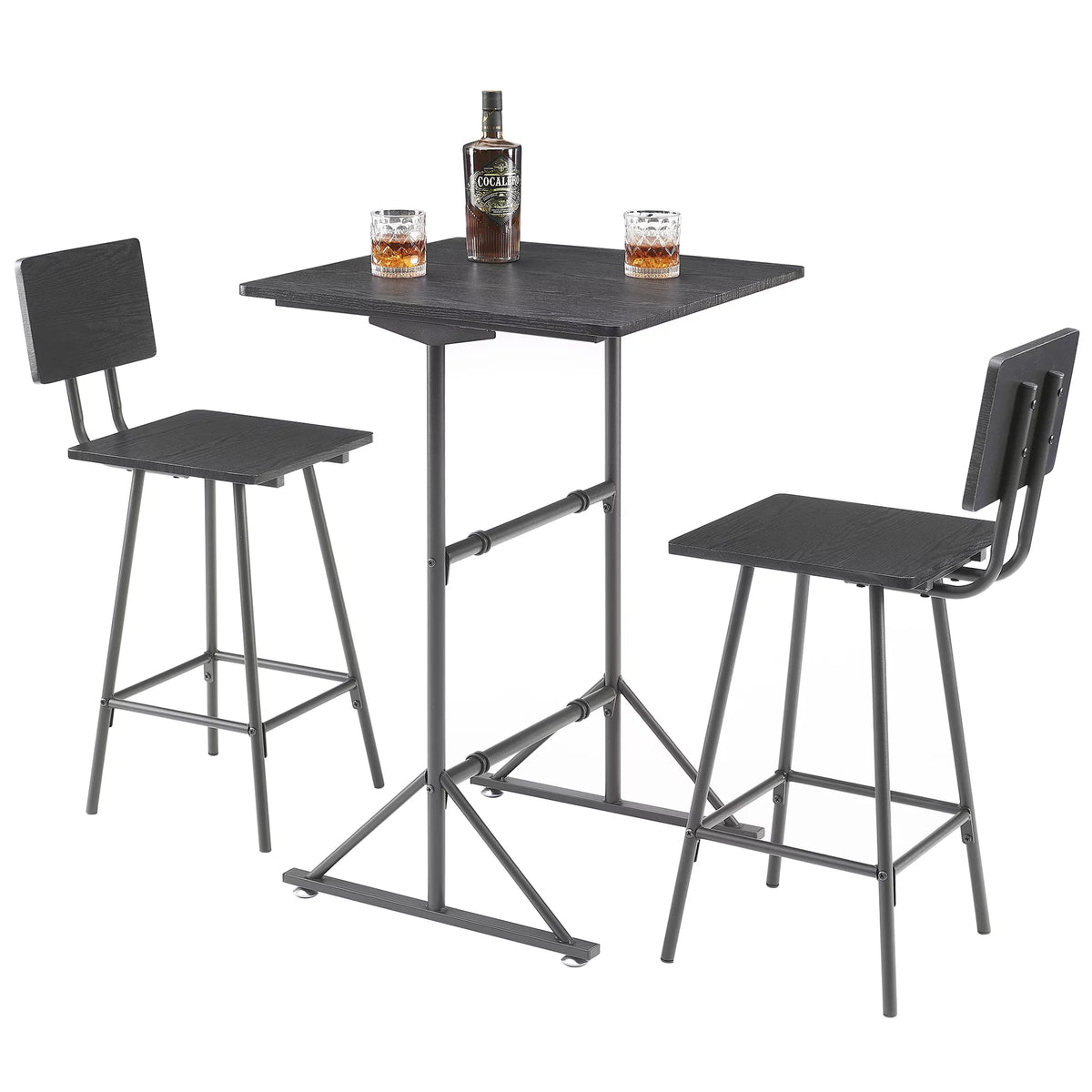3-Piece Square Dining Table Set with 2 Stools R7546