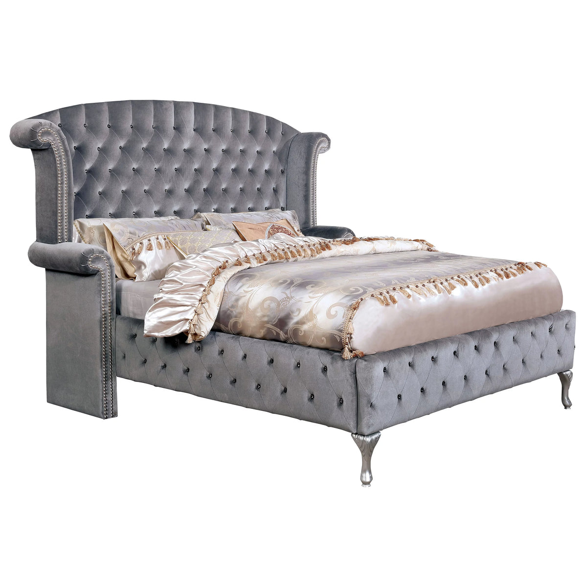 Queen Gray Platform Bed S1824