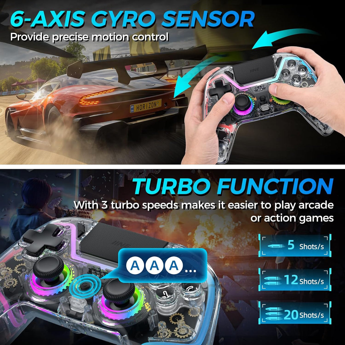 Wireless Controller for PS4 with Hall Effect Joysticks and Triggers H706