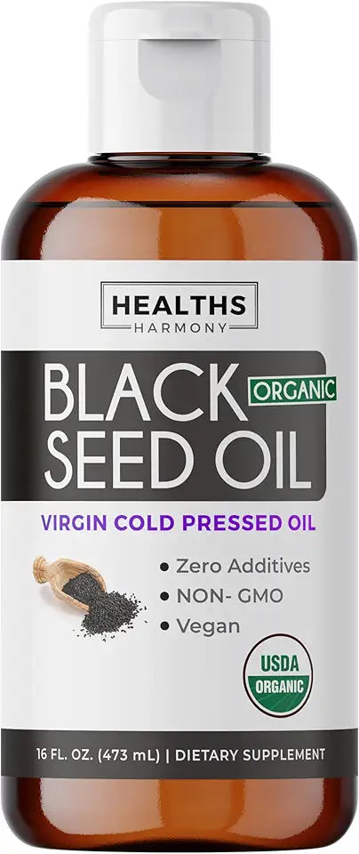 Organic Black Seed Oil Liquid 16 fl oz Cold-Pressed Vegan Gluten-Free Non-GMO P4263