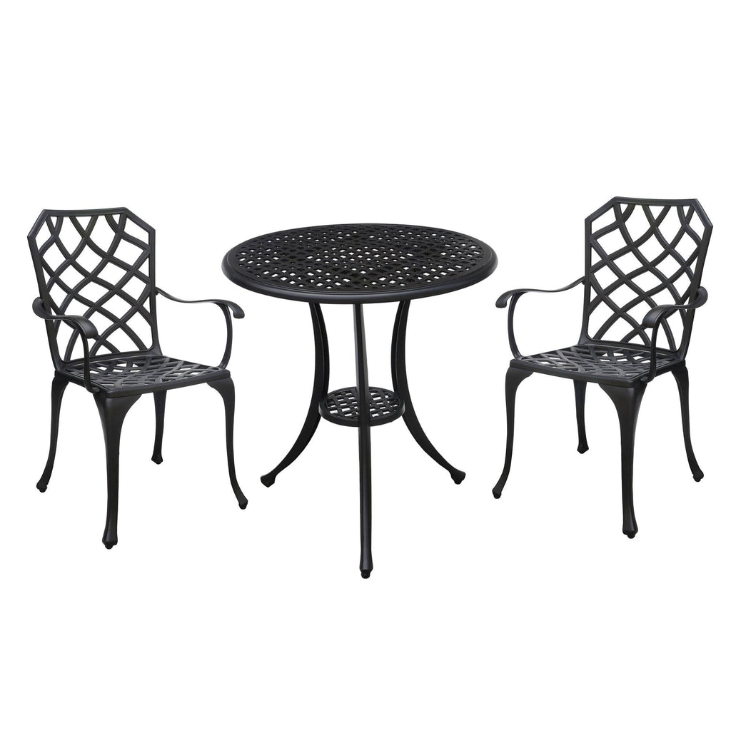 Black Table Set of 1 Table and 2 Chairs with Cabriole Legs E7203
