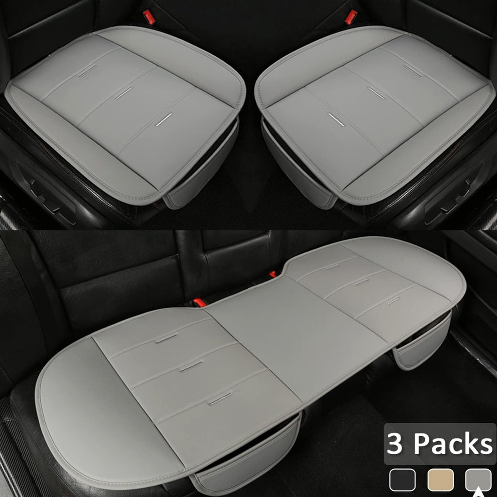 3 Packs Car Seat Covers Beige PU Leather Z753075