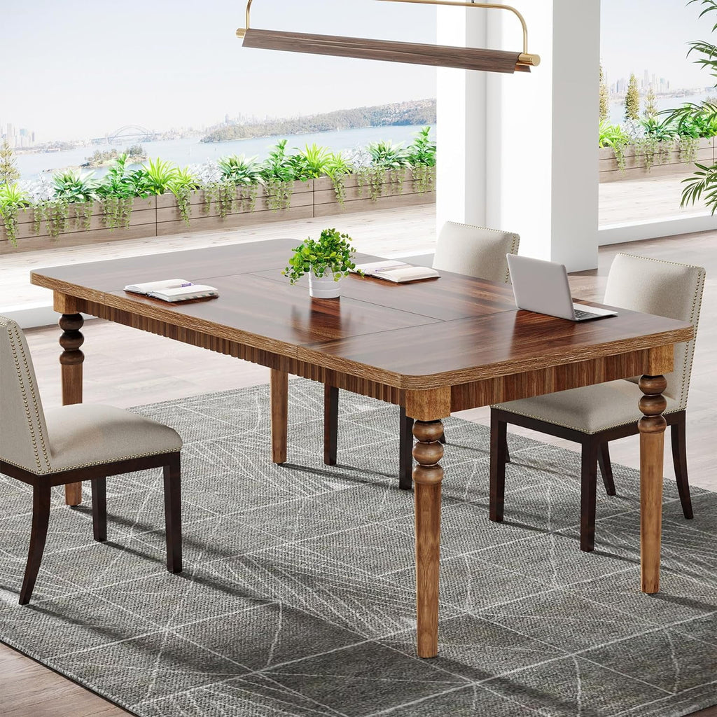 63-Inch Solid Wood Legs Executive Desk, Walnut K204