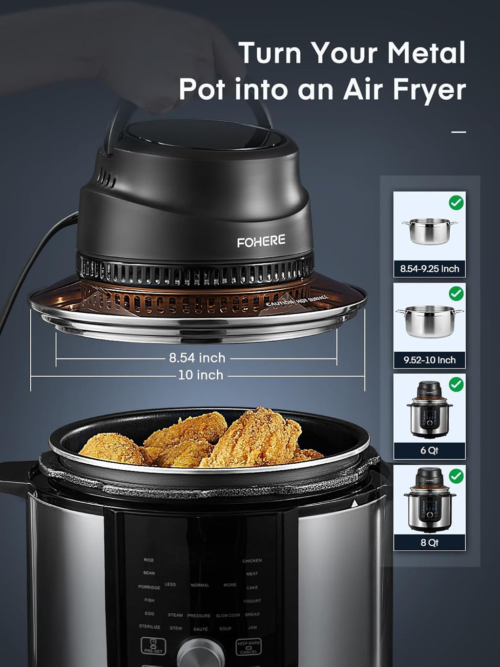 7 in 1 Air Fryer Lid for Instant Pot 6Qt/8Qt with LED Touchscreen N220758