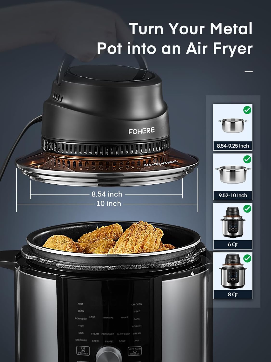 7 in 1 Air Fryer Lid for Instant Pot 6Qt/8Qt with LED Touchscreen N220758