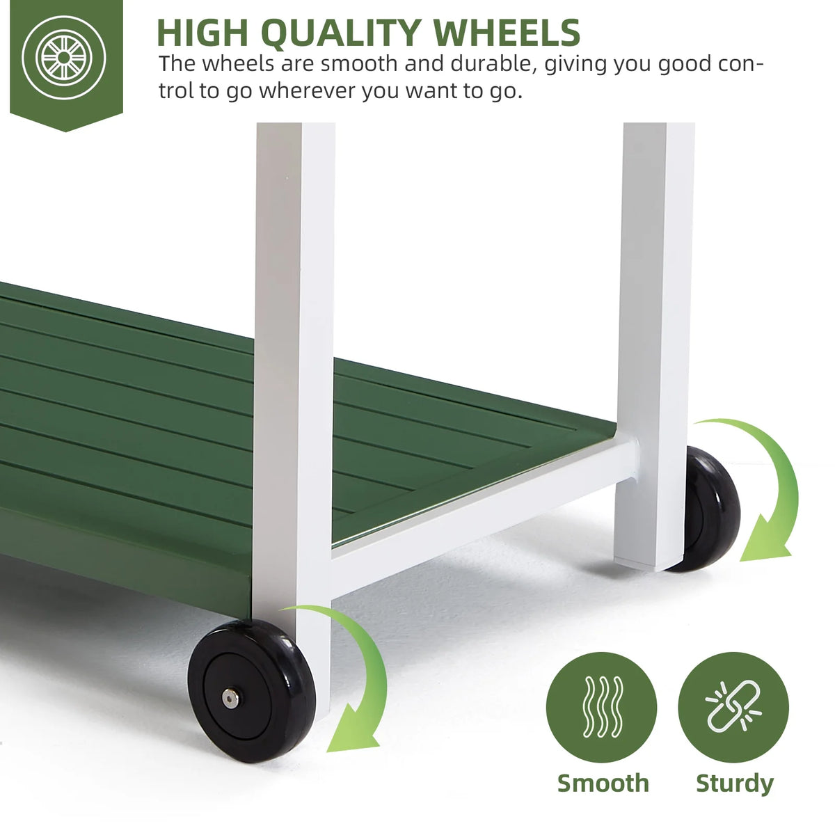 Outdoor Dining Cart Table Aluminum Grill Table with Wheels A45640