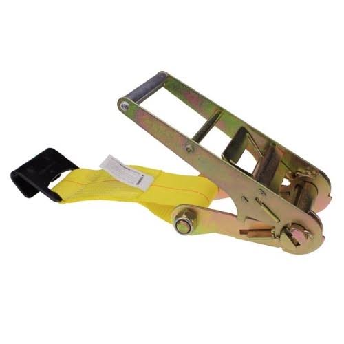 Yellow Fixed End Ratchet Strap with Flat Hook S114