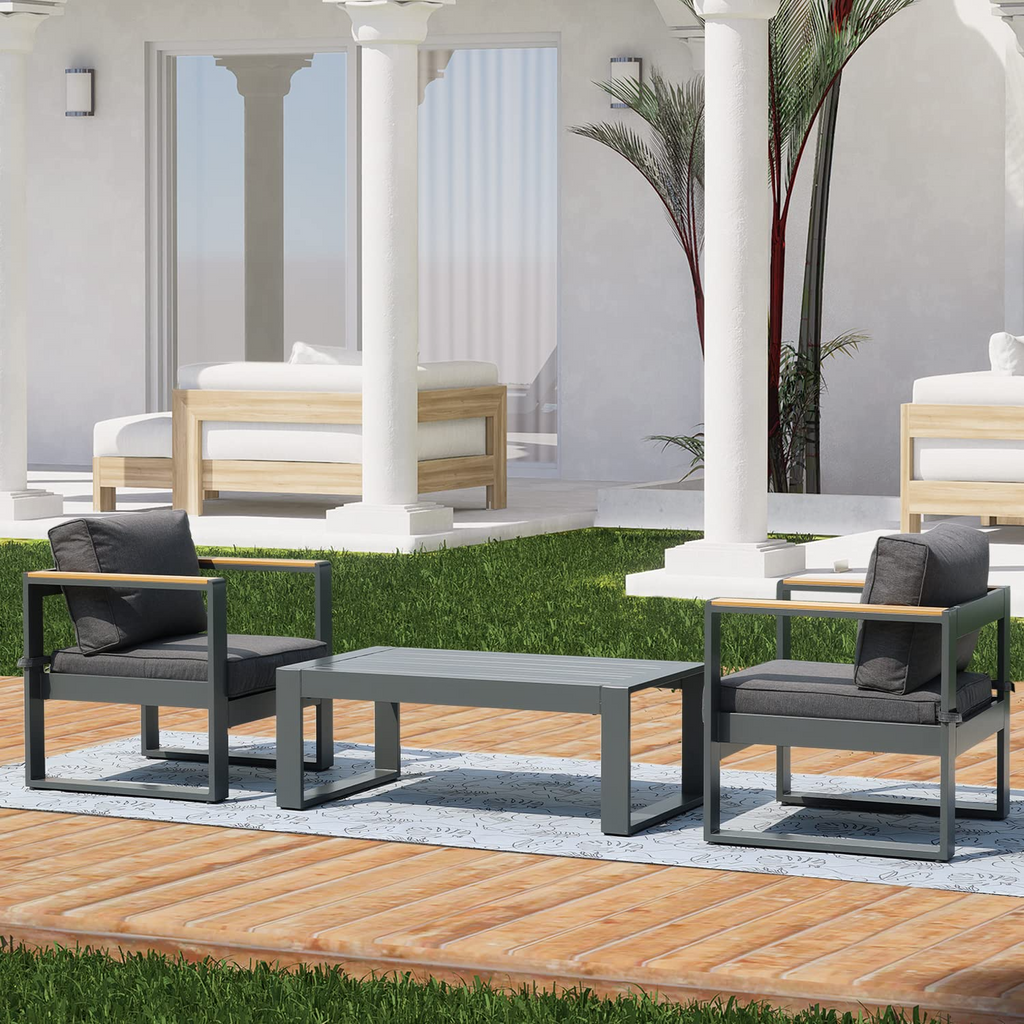 2 PCS Aluminum Outdoor Sofa with Cushions J2088