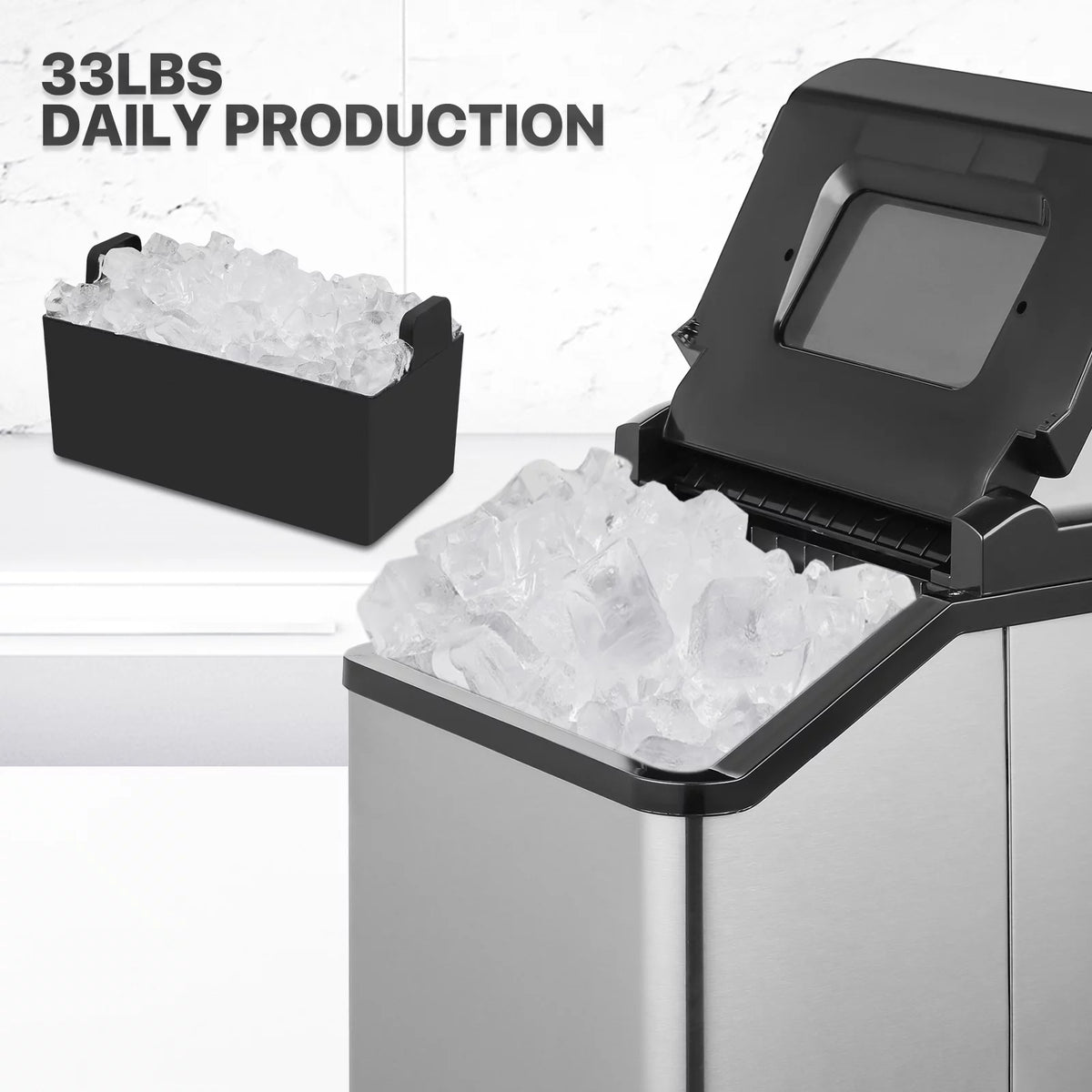Countertop Ice Maker Machine with Basket and Scoop, Black E7350