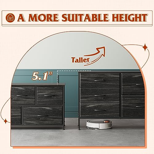 Charcoal Black 5 Drawer Fabric Dresser J92170