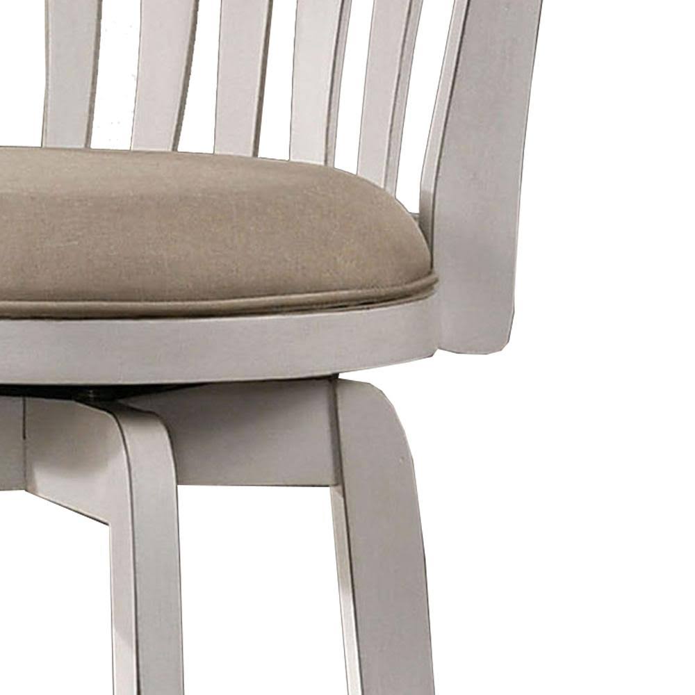 White Wood and Fabric Swivel Bar Height Stool B4993
