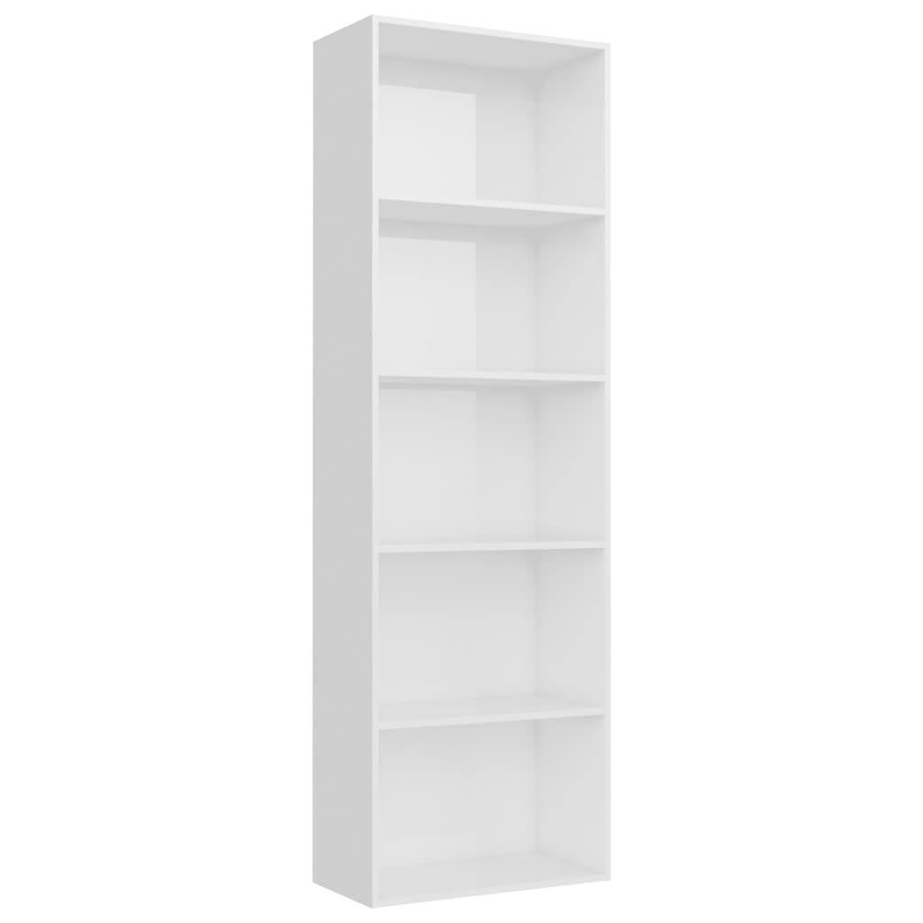 5-Tier High Gloss White Chipboard Book Cabinet X57698