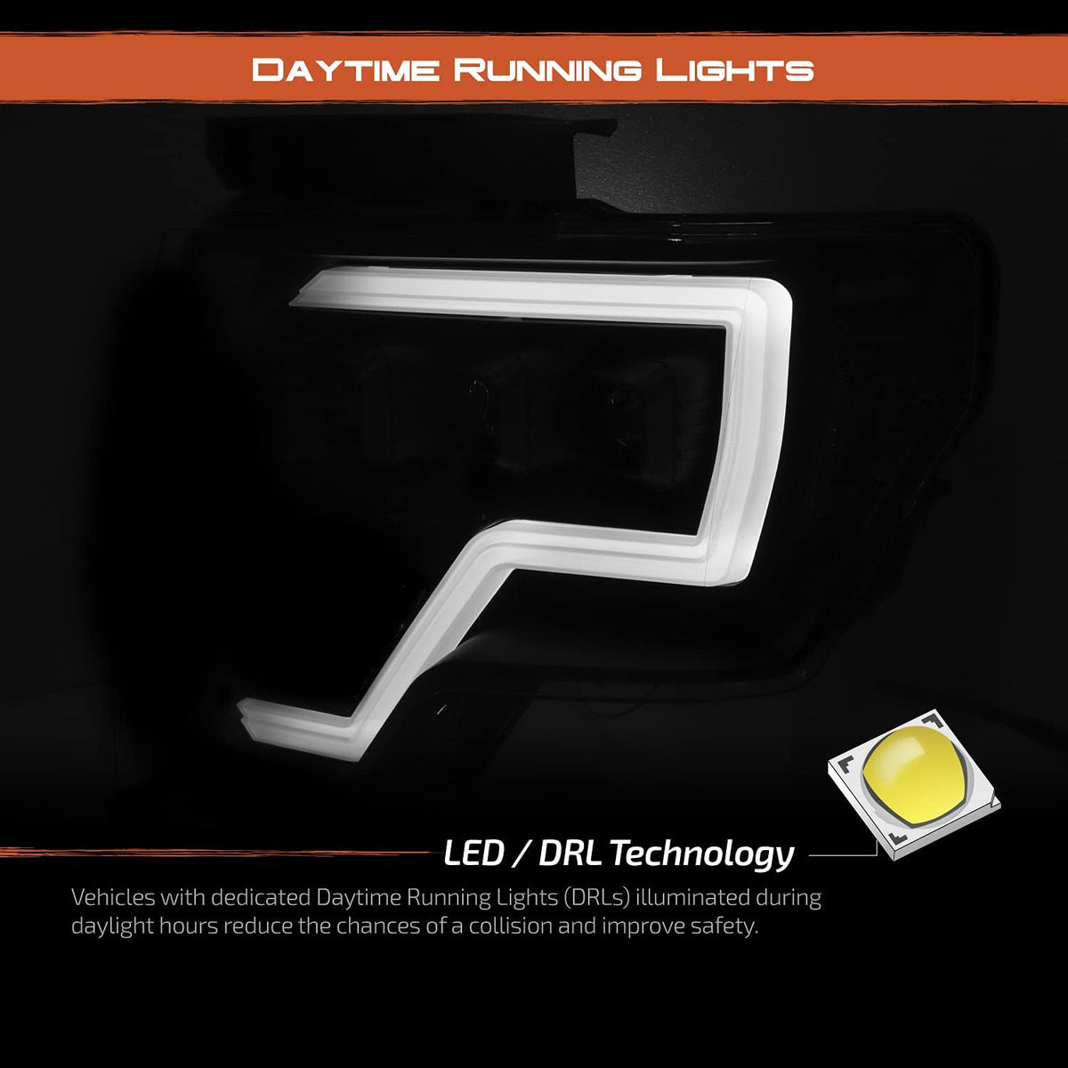 Black Projector Beam Headlights Pair L45641
