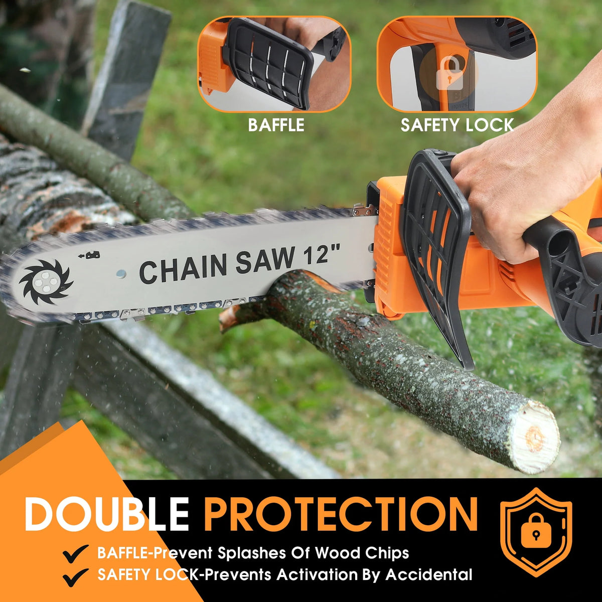 12 inch Cordless Electric Chainsaw with 2 Battery C265209