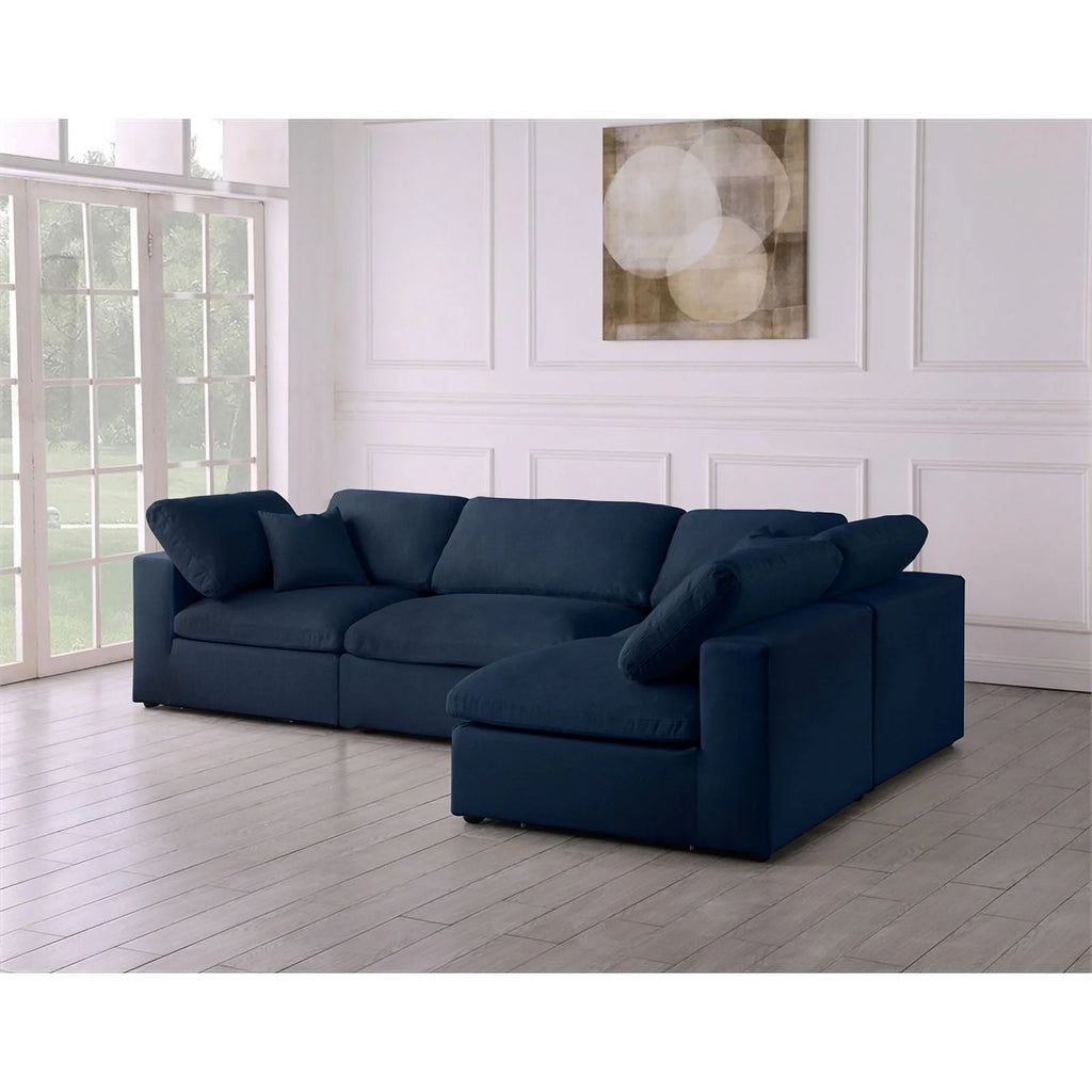 Navy Linen Fabric Modular Sectional S1043