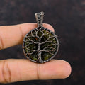 Copper Wire Wrapped Moldavite Pendant A6923