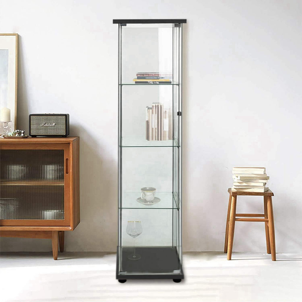 Glass-Door 4-Shelf Curio Cabinet M8265