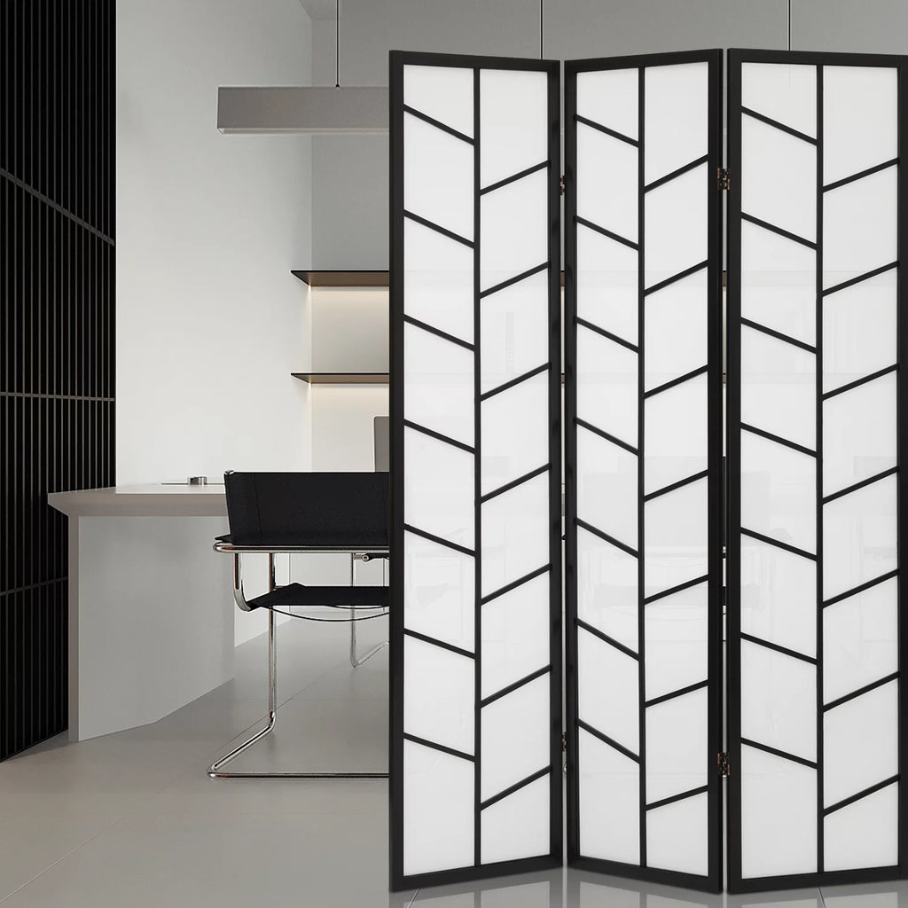 Black 3 Panel Wood Folding Room Divider X751