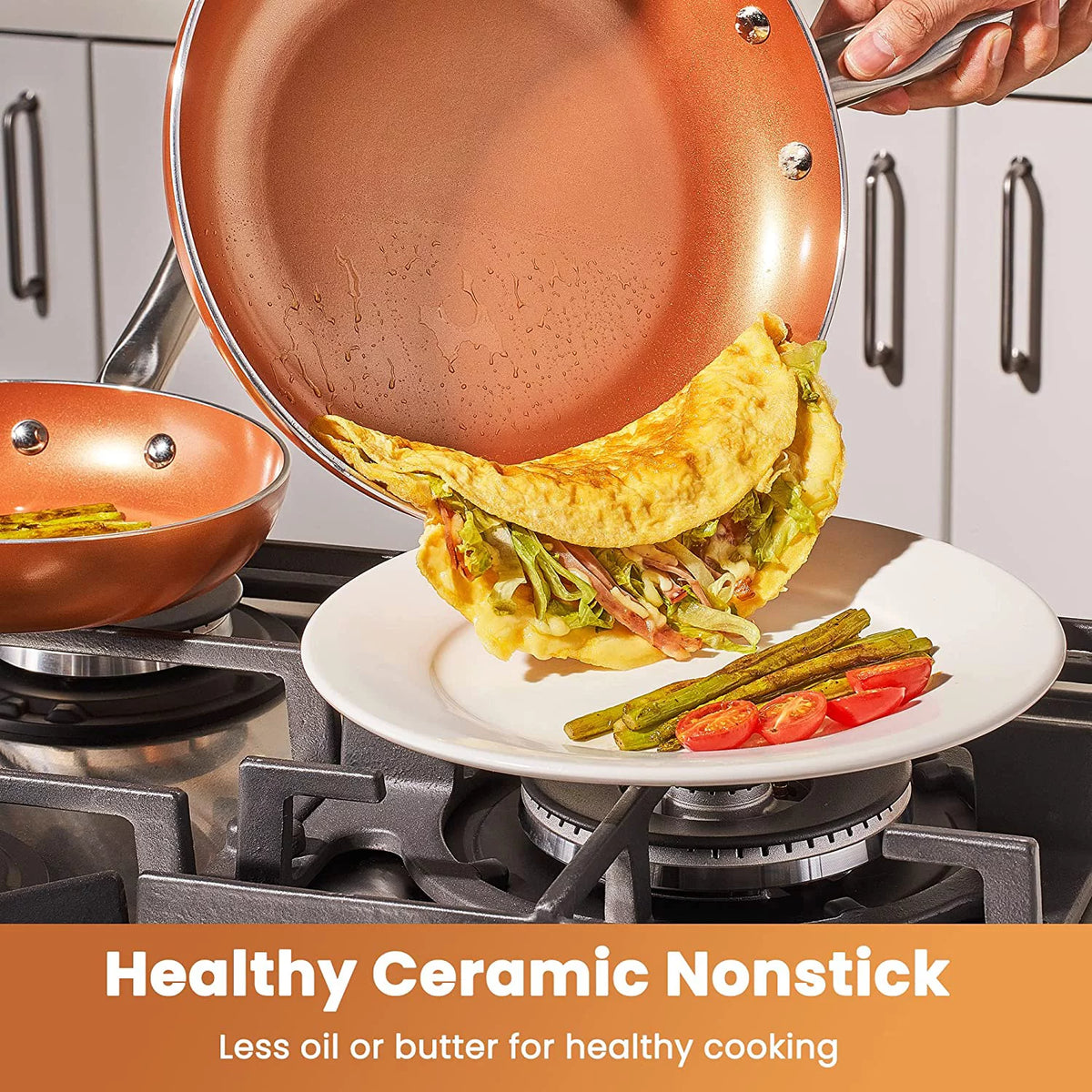 10 Piece Nonstick Ceramic Cookware Set with Stainless Steel Handles I3784