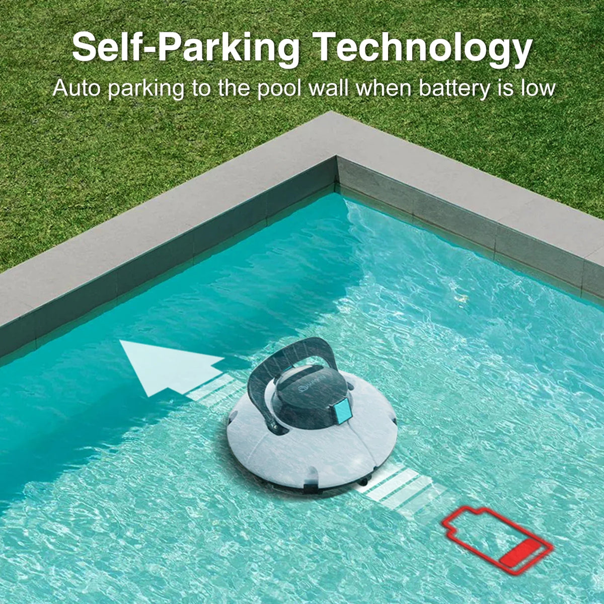 Cordless Robotic Pool Cleaner with Dual Suction Ports W77271