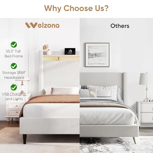 Queen Size Upholstered Platform Bed with Tall Headboard X630