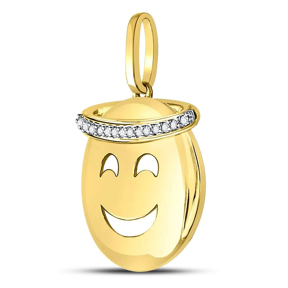 10kt Yellow Gold Round Diamond Smiley Face Pendant B556603
