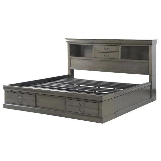 King Size Dark Gray Bed with Storage Q7611