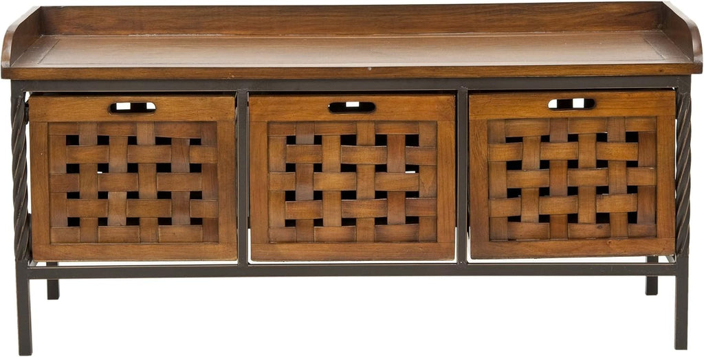 Brown Wooden Storage Bench P239721