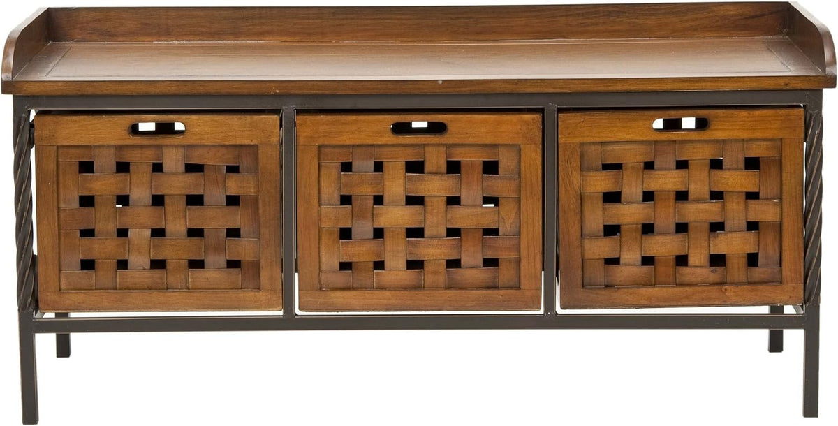 Brown Wooden Storage Bench P239721