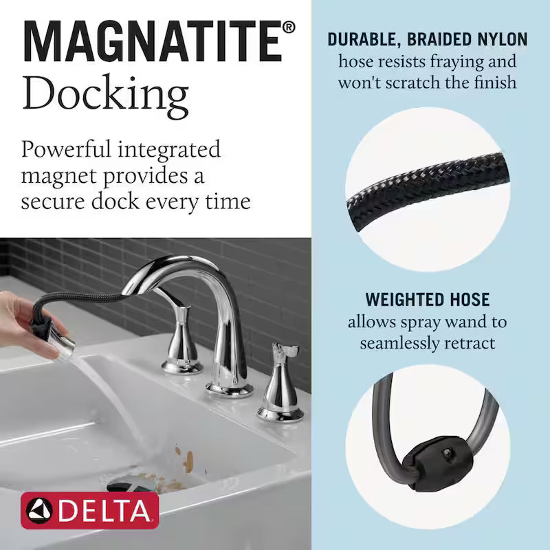 8 in. Widespread 2-Handle Bathroom Faucet with Pull-Down Spout in Chrome G536