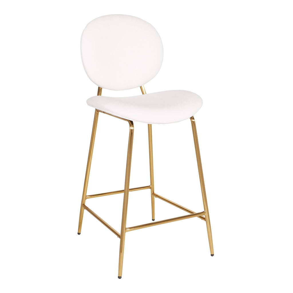 White Faux Leather Counter Stool Q249586