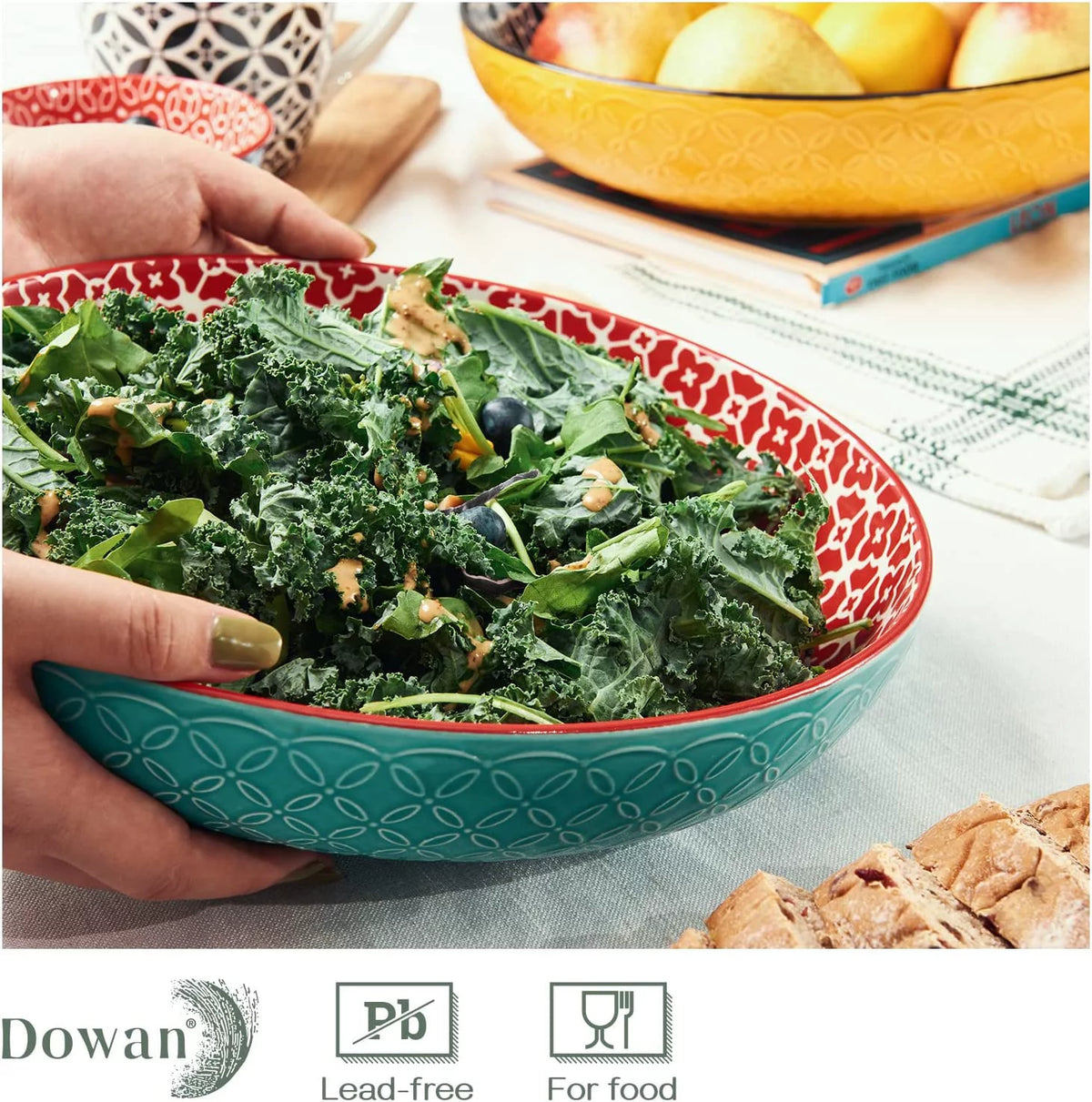 11.5" 2.9 Qt Ceramic Serving Bowls Set of 2 A47557