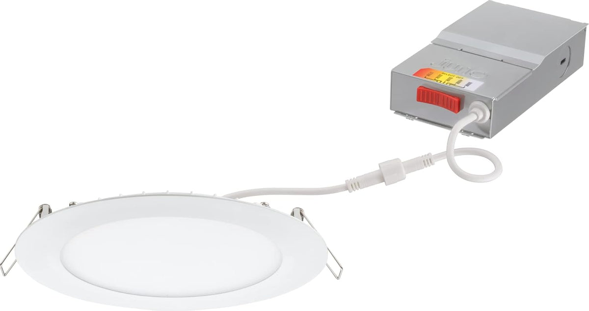 Round Baffle LED Downlight, 6-Inch, Matte White & Ultra Thin Recessed Downlight, White X16296