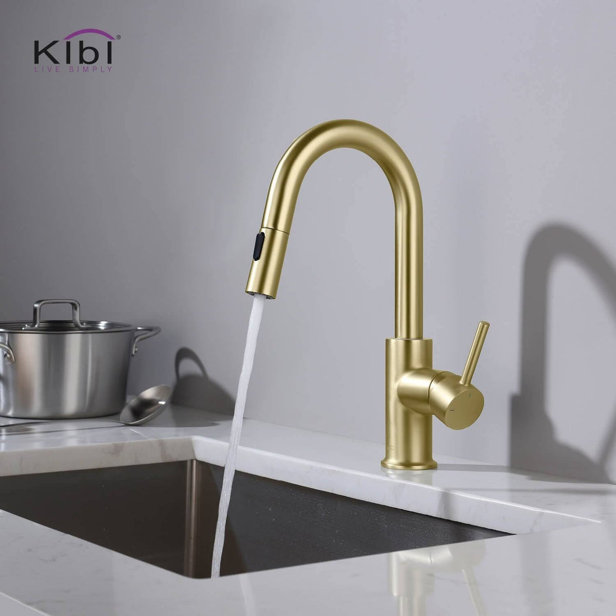 Nickel Pull-Down Kitchen Faucet with Sprayer and Magnetic Docking H279478
